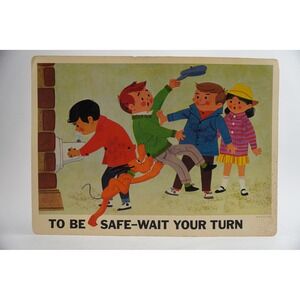 Vintage 1966 Walt Disney Study Prints Poster School Safety Pluto